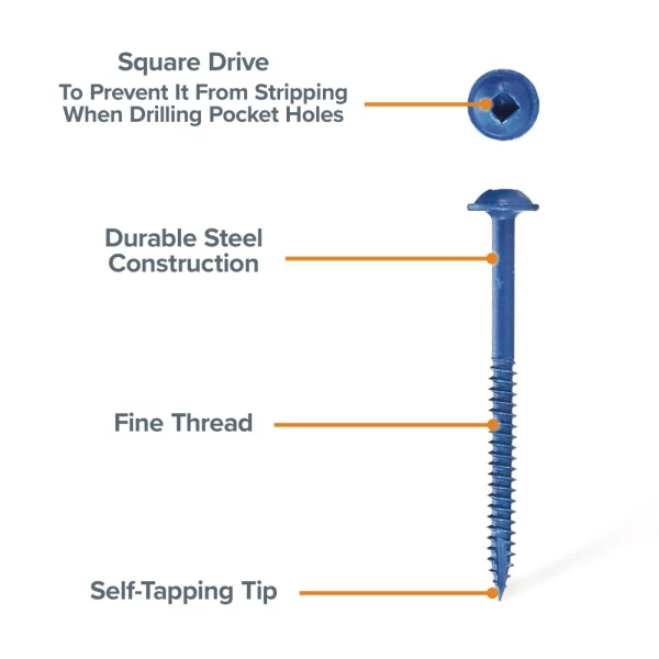 BORA 800-Piece Pocket-Hole Screw Kit Fine | BR-A180403 - Image 3